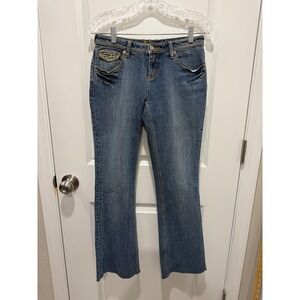 Cache Womens Jeans Embellished Back Pockets Blue Size 2